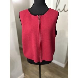 Bridgetown Collection Wool Blend Sweater Vest Red Full Zip Up Size Medium